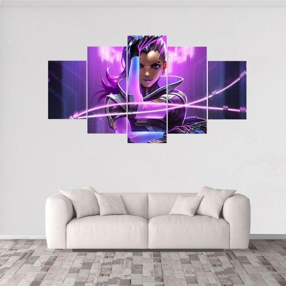 Sombra Overwatch 1 - Gaming 5 Panel Canvas Art Wall Decor Sombra Overwatch 1 - Gaming 5 Panel Canvas Art Wall Decor