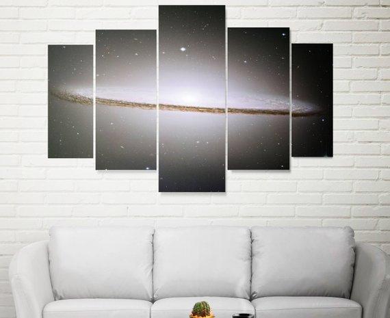 Sombrero Galaxy - Space 5 Panel Canvas Art Wall Decor Sombrero Galaxy - Space 5 Panel Canvas Art Wall Decor