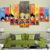 Son Goku Transformations - Anime 5 Panel Canvas Art Wall Decor