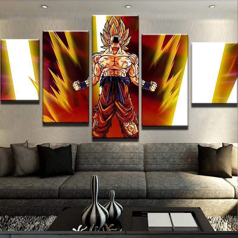 Songoku Super Saiyan Dragon Ball Z - Anime 5 Panel Canvas Art Wall Decor Songoku Super Saiyan Dragon Ball Z - Anime 5 Panel Canvas Art Wall Decor