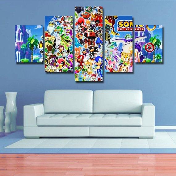 Sonic 04 - Gaming 5 Panel Canvas Art Wall Decor Sonic 04 - Gaming 5 Panel Canvas Art Wall Decor
