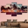 South Beach In Florida - Nature 5 Panel Canvas Art Wall Decor