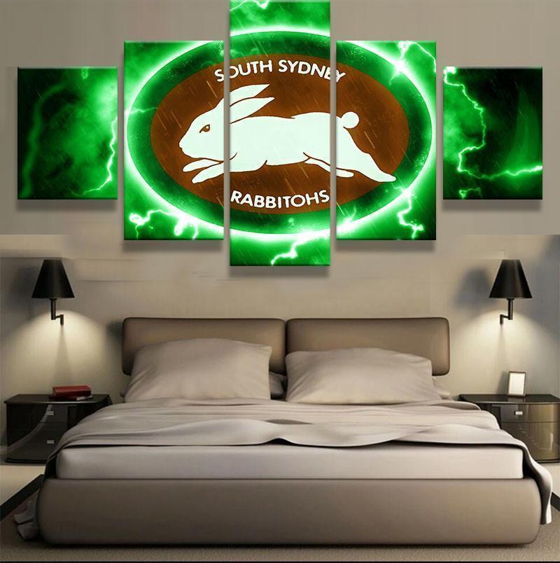 South Sydney Rabbitohs NRL Football - 5 Panel Canvas Art Wall Decor South Sydney Rabbitohs NRL Football - 5 Panel Canvas Art Wall Decor