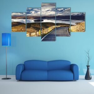 Southern Alps And Lake Tekapo With Mount John - Nature 5 Panel Canvas Art Wall Decor