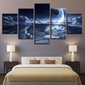 Space And Clouds - Nature 5 Panel Canvas Art Wall Decor