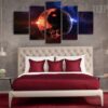 Space And Planet - Abstract 5 Panel Canvas Art Wall Decor