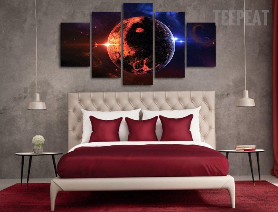 Space And Planet - Abstract 5 Panel Canvas Art Wall Decor Space And Planet - Abstract 5 Panel Canvas Art Wall Decor