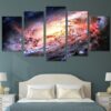 Space Galaxy Stars - Space 5 Panel Canvas Art Wall Decor