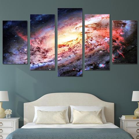 Space Galaxy Stars - Space 5 Panel Canvas Art Wall Decor Space Galaxy Stars - Space 5 Panel Canvas Art Wall Decor