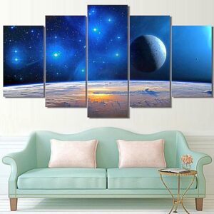 Space Landscape - Space Universe 5 Panel Canvas Art Wall Decor