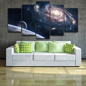 Space Milky Way - Space 5 Panel Canvas Art Wall Decor