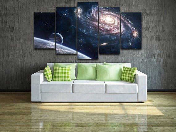 Space Milky Way - Space 5 Panel Canvas Art Wall Decor Space Milky Way - Space 5 Panel Canvas Art Wall Decor