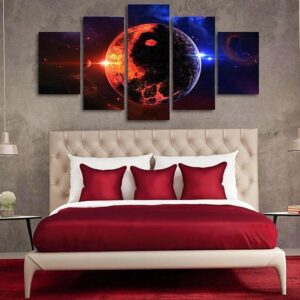 Space Wide Planet - Space Universe 5 Panel Canvas Art Wall Decor