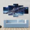 Spaceship With Dome Core And Gravitation Wheel - Space 5 Panel Canvas Art Wall Decor