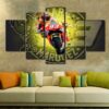 Spanish Genius Motogp Racer Marc Marquez In Action - Sport 5 Panel Canvas Art Wall Decor