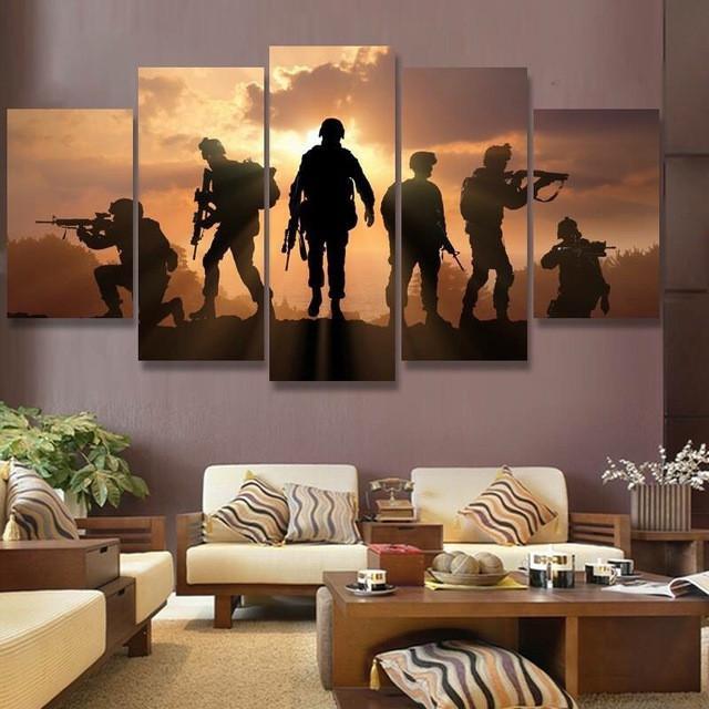 Special Ops At Sunset - Nature 5 Panel Canvas Art Wall Decor Special Ops At Sunset - Nature 5 Panel Canvas Art Wall Decor