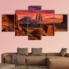 Spectacular Sunrise In Monument Valley - Nature 5 Panel Canvas Art Wall Decor
