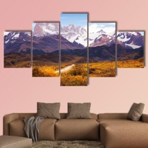 Spectacular View On Fitz Roy Mount - Nature 5 Panel Canvas Art Wall Decor