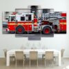 Speeding Fire Engine - Automative 5 Panel Canvas Art Wall Decor