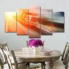 Speeding large truck - Automative 5 Panel Canvas Art Wall Decor