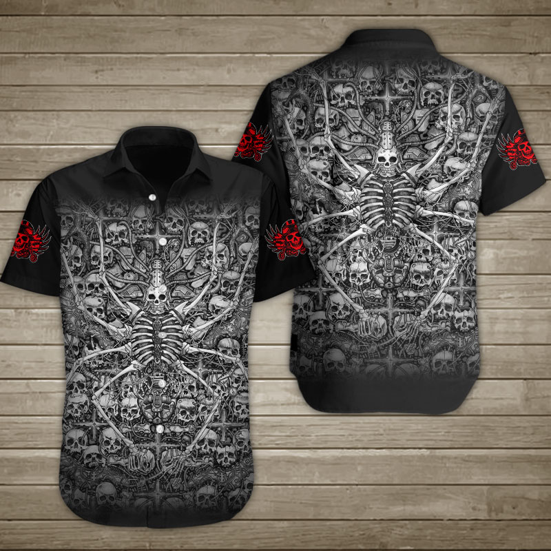 Spider Skull Hawaiian Shirt Summer Button Up Spider Skull Hawaiian Shirt Summer Button Up