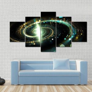 Spiral Galaxy Representation Via Lights - Space 5 Panel Canvas Art Wall Decor