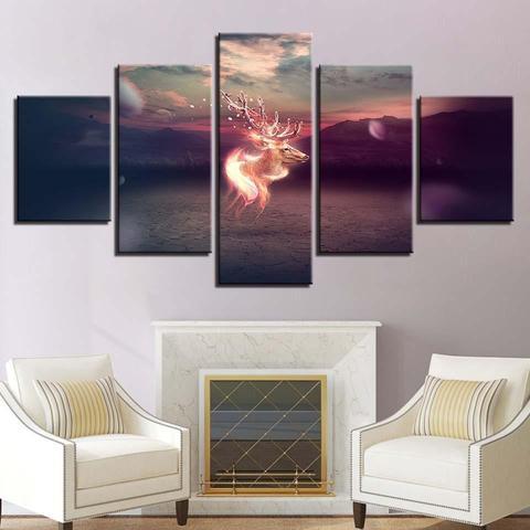 Spirit Deer - Abstract Animal 5 Panel Canvas Art Wall Decor Spirit Deer - Abstract Animal 5 Panel Canvas Art Wall Decor