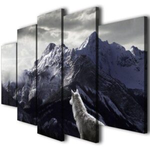 Spiritual Wolf - Nature 5 Panel Canvas Art Wall Decor