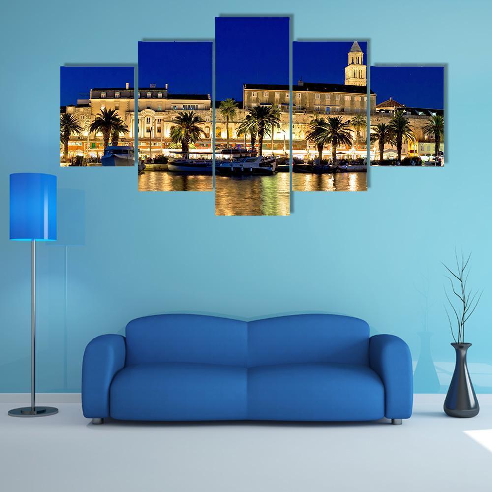 Split Waterfront Evening Panorama In Dalmatia - Nature 5 Panel Canvas Art Wall Decor Split Waterfront Evening Panorama In Dalmatia - Nature 5 Panel Canvas Art Wall Decor
