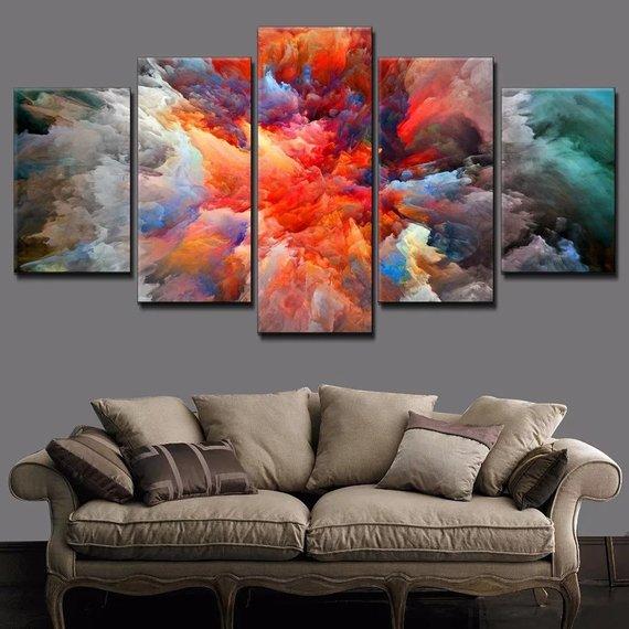 Split - Abstract 5 Panel Canvas Art Wall Decor Split - Abstract 5 Panel Canvas Art Wall Decor