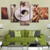 Spoon Coffee Cup Beans 1 - Nature 5 Panel Canvas Art Wall Decor