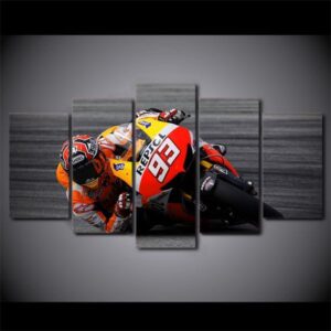 Sportbike #93 Motorcycle Repsol Racing - Sport 5 Panel Canvas Art Wall Decor