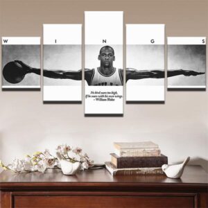 Sports Basketball Player Wings - Sport 5 Panel Canvas Art Wall Decor