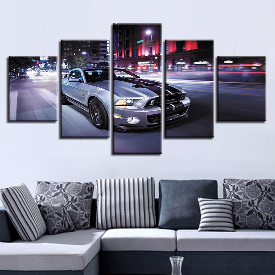 Sports Car Nightview - Automative 5 Panel Canvas Art Wall Decor Sports Car Nightview - Automative 5 Panel Canvas Art Wall Decor