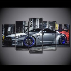 Sports Car Nissan Gtr R35 Skyline - Automotive 5 Panel Canvas Art Wall Decor
