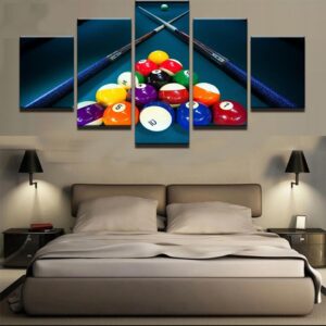 Sports Color Billiards - Sport 5 Panel Canvas Art Wall Decor
