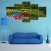 Spring Flowers And Blossom In Dutch Garden Keukenhof - Nature 5 Panel Canvas Art Wall Decor