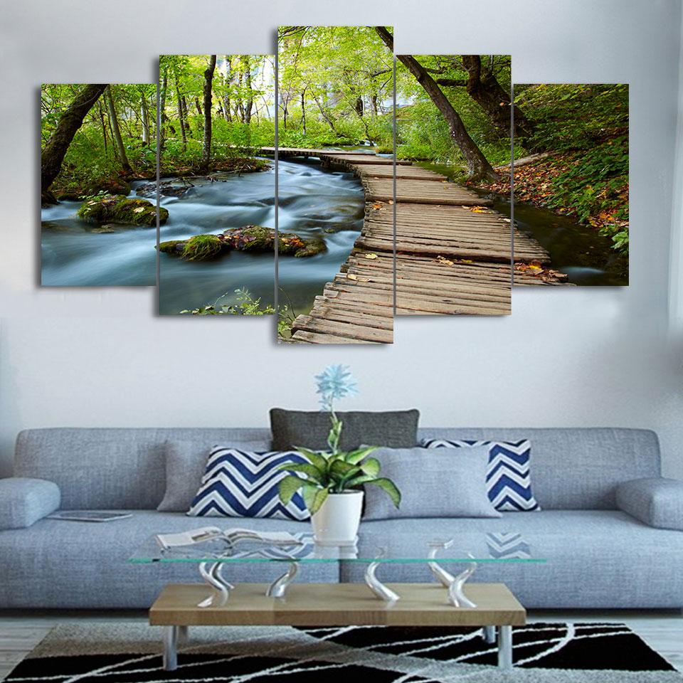 Spring stream - Nature 5 Panel Canvas Art Wall Decor Spring stream - Nature 5 Panel Canvas Art Wall Decor