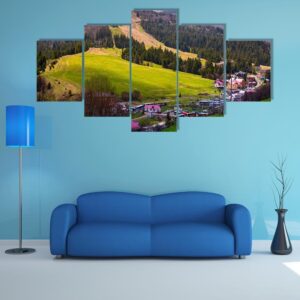 Springtime Landscape In Carpathian Mountains - Nature 5 Panel Canvas Art Wall Decor