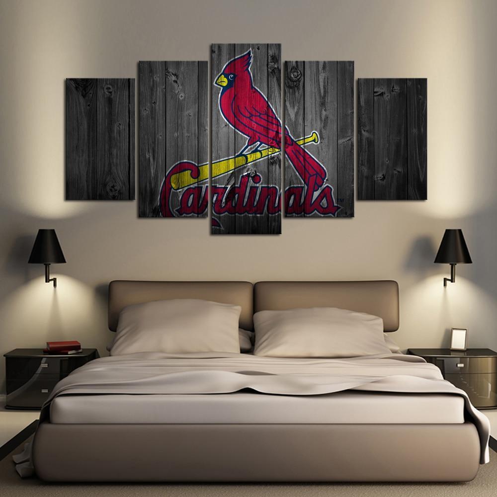 St Louis Cardinals Logo Poster 2 Baseball - 5 Panel Canvas Art Wall Decor St Louis Cardinals Logo Poster 2 Baseball - 5 Panel Canvas Art Wall Decor