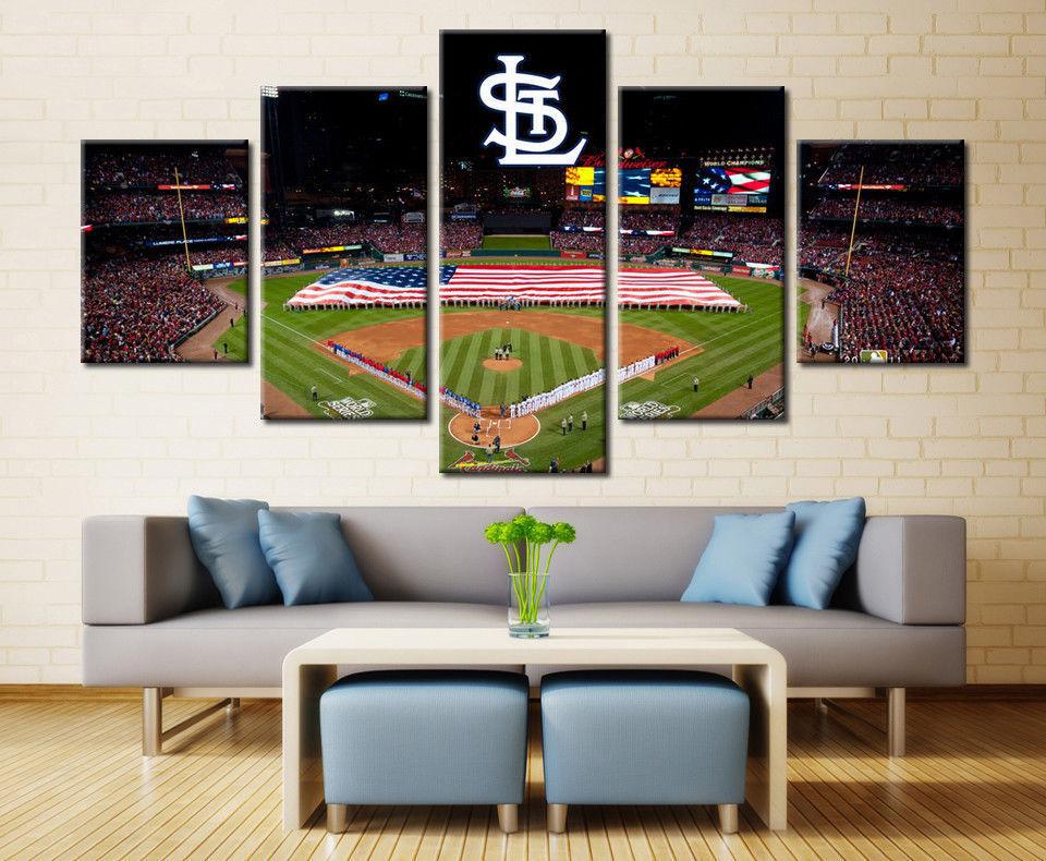St Louis Cardinals Match Stadium - Sport 5 Panel Canvas Art Wall Decor St Louis Cardinals Match Stadium - Sport 5 Panel Canvas Art Wall Decor