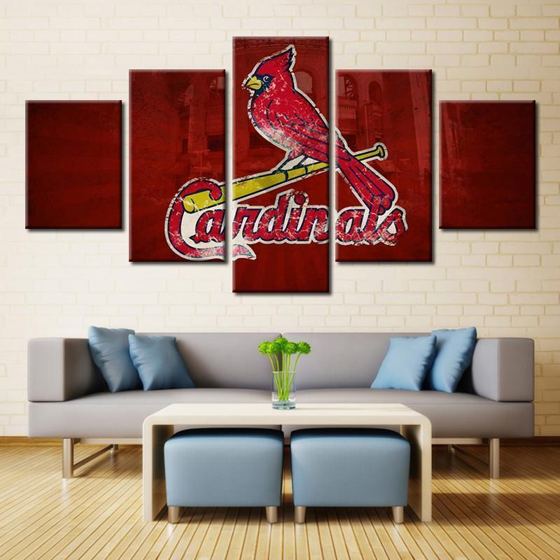 St. Louis Cardinals Logo Baseball - 5 Panel Canvas Art Wall Decor St. Louis Cardinals Logo Baseball - 5 Panel Canvas Art Wall Decor