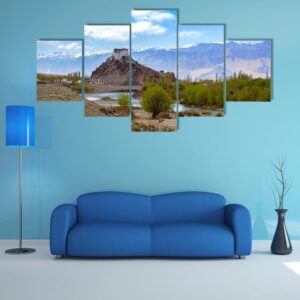 Stakna Monastery In Leh-Ladakh - Nature 5 Panel Canvas Art Wall Decor