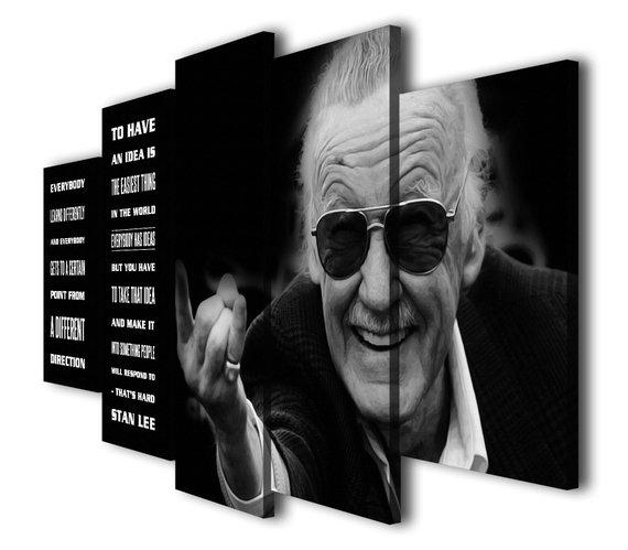Stan Lee - Famousperson 5 Panel Canvas Art Wall Decor Stan Lee - Famousperson 5 Panel Canvas Art Wall Decor