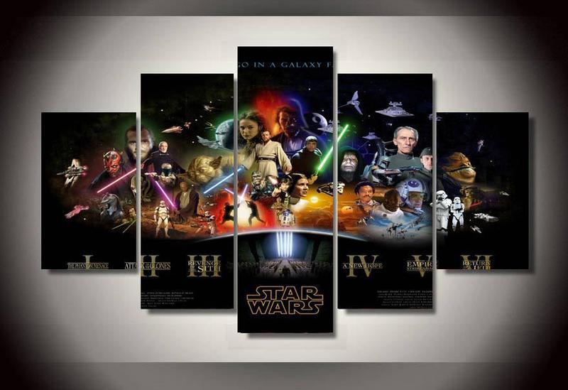 Star Hexalogy Painting - Movie 5 Panel Canvas Art Wall Decor Star Hexalogy Painting - Movie 5 Panel Canvas Art Wall Decor