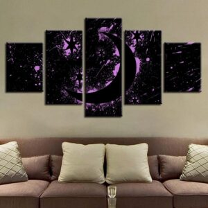 Star Moon Night View - Space 5 Panel Canvas Art Wall Decor
