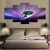 Star Trek In Blazing Night Sky - Movie 5 Panel Canvas Art Wall Decor