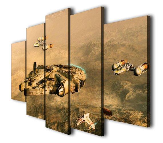 Star War Millennium Falcon - Movie 5 Panel Canvas Art Wall Decor Star War Millennium Falcon - Movie 5 Panel Canvas Art Wall Decor