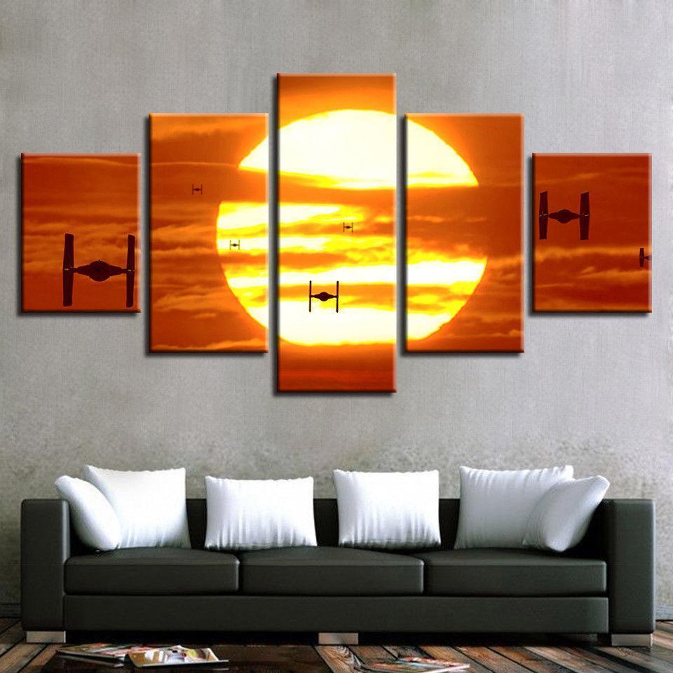 Star Wars Tie Fighters Sunset Movie - 5 Panel Canvas Art Wall Decor Star Wars Tie Fighters Sunset Movie - 5 Panel Canvas Art Wall Decor