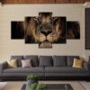 Stare lion - Animal 5 Panel Canvas Art Wall Decor